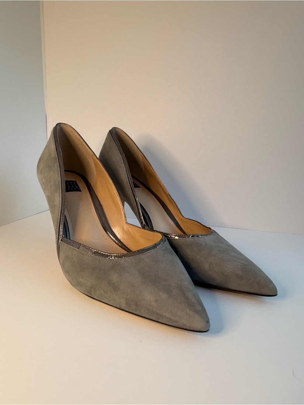 Classic Pointed-Toe Grey Suede Pumps